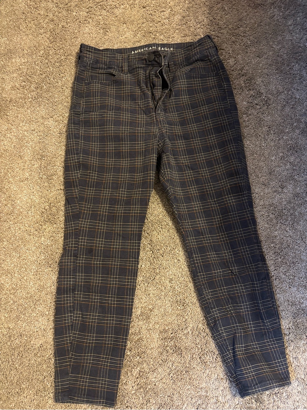American Eagle Outfitters Navy Plaid Skinny Pants